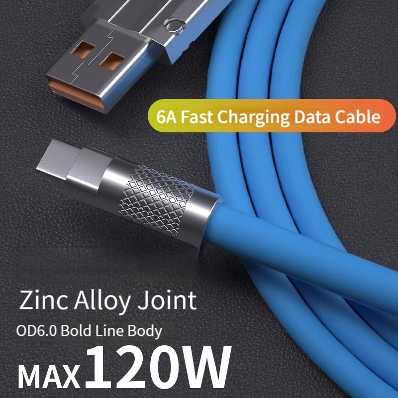 120W 6A Kabel Data Fast Charging Micro Usb Type-C Cable 1M