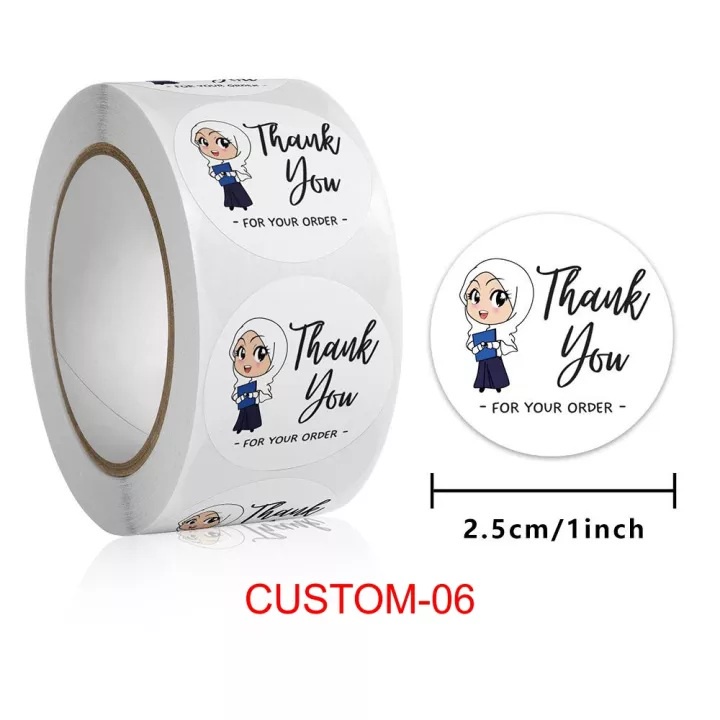 Stiker Custom Thank You Made With Love Stiker Roll