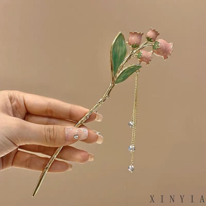 【Bayar di tempat】Jepit Rambut Anggrek Simple Modern Logam Mutiara Rumbai Hairpin Niche Desain Hiasan Kepala