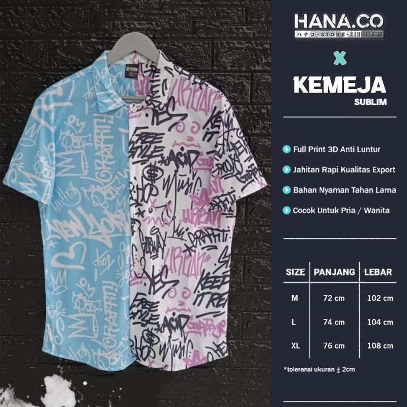 KEMEJA PANTAI KOREA PRIA/WANITA KEMEJA MOTIF GRAVITY TWO TONE