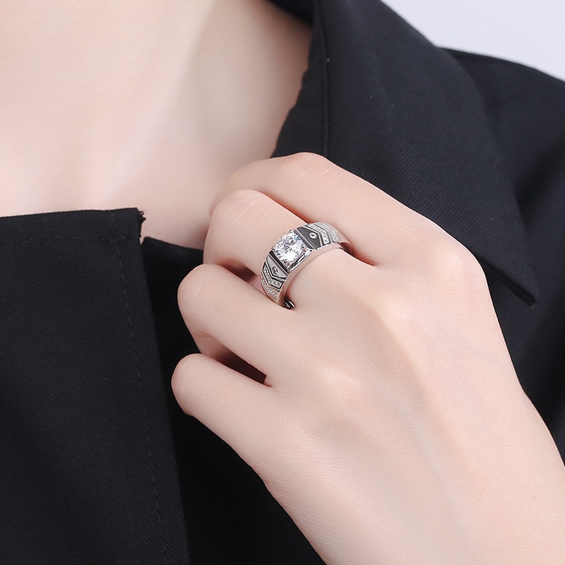 Elegan Mahkota Wanita Pria Fashion Perhiasan Aksesoris Zirkon Perak Baja Titanium Pasangan Cincin Pernikahan Pertunangan Cincin Adjustable Size