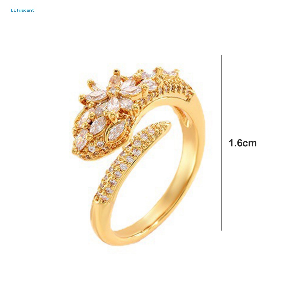 Lilyscent Cincin Kawin Anti Karat Fashion Perhiasan Wanita Pesona Jari Cincin Cubic Zirconia