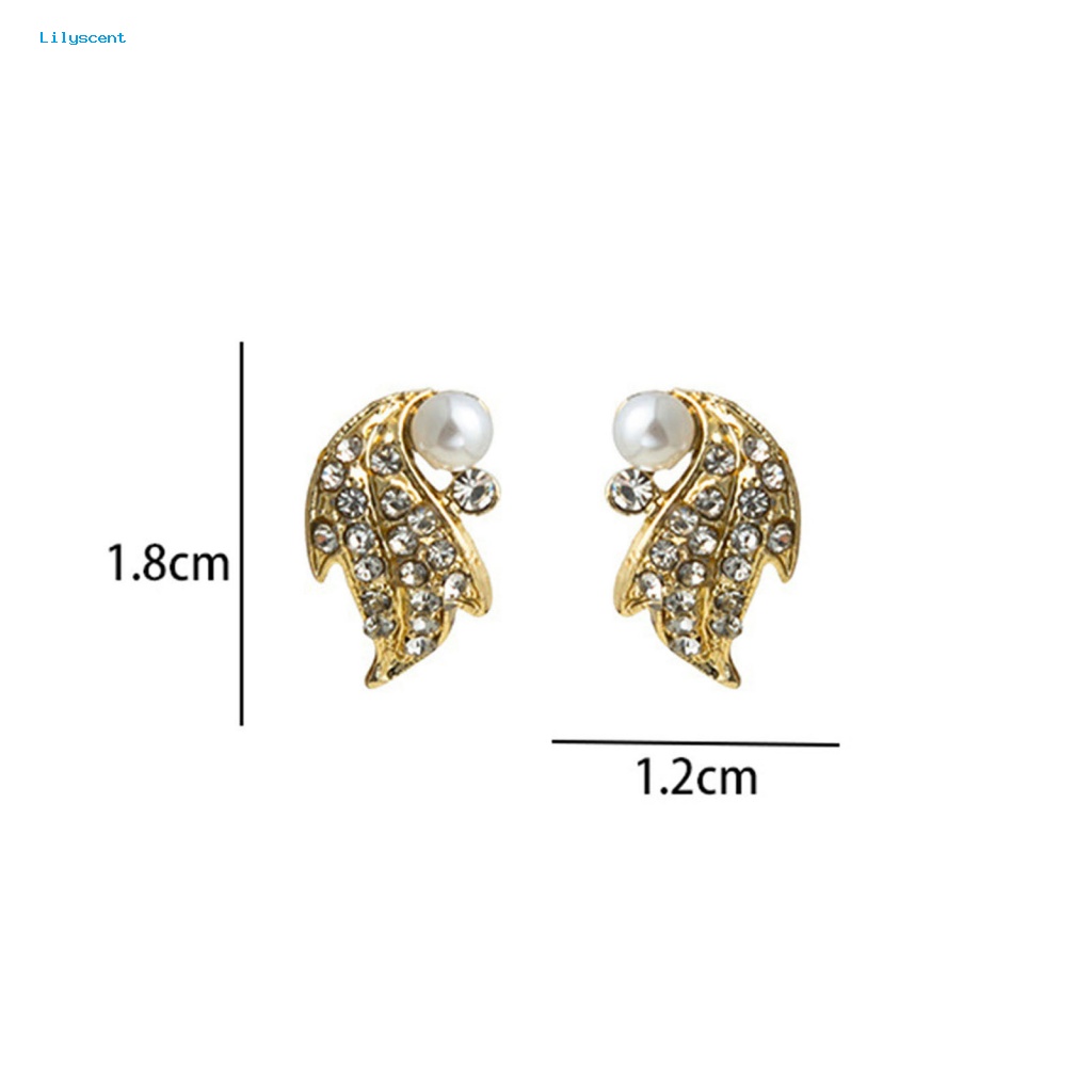 Lilyscent 1pasang Anting Pejantan Tepi Halus Aksesori Fashion Wanita Maple Leaf Ear Studs Perhiasan Aksesoris Berlian Imitasi Penuh