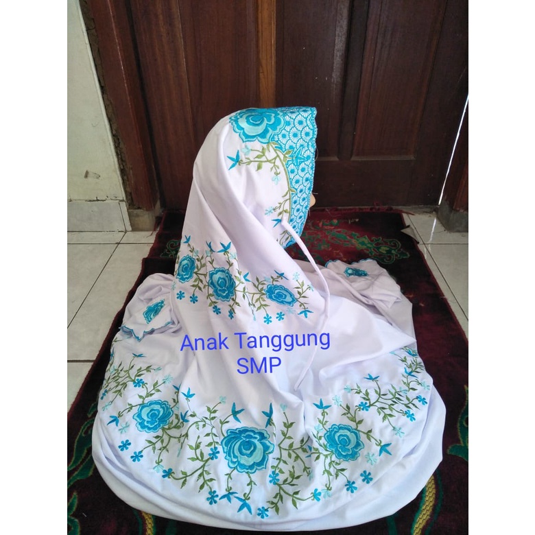 Mukena Lajuran Terusan Remaja Tanggung Putih Rukuh Lajuran Terusan Remaja Mukena Terusan Santri Putr