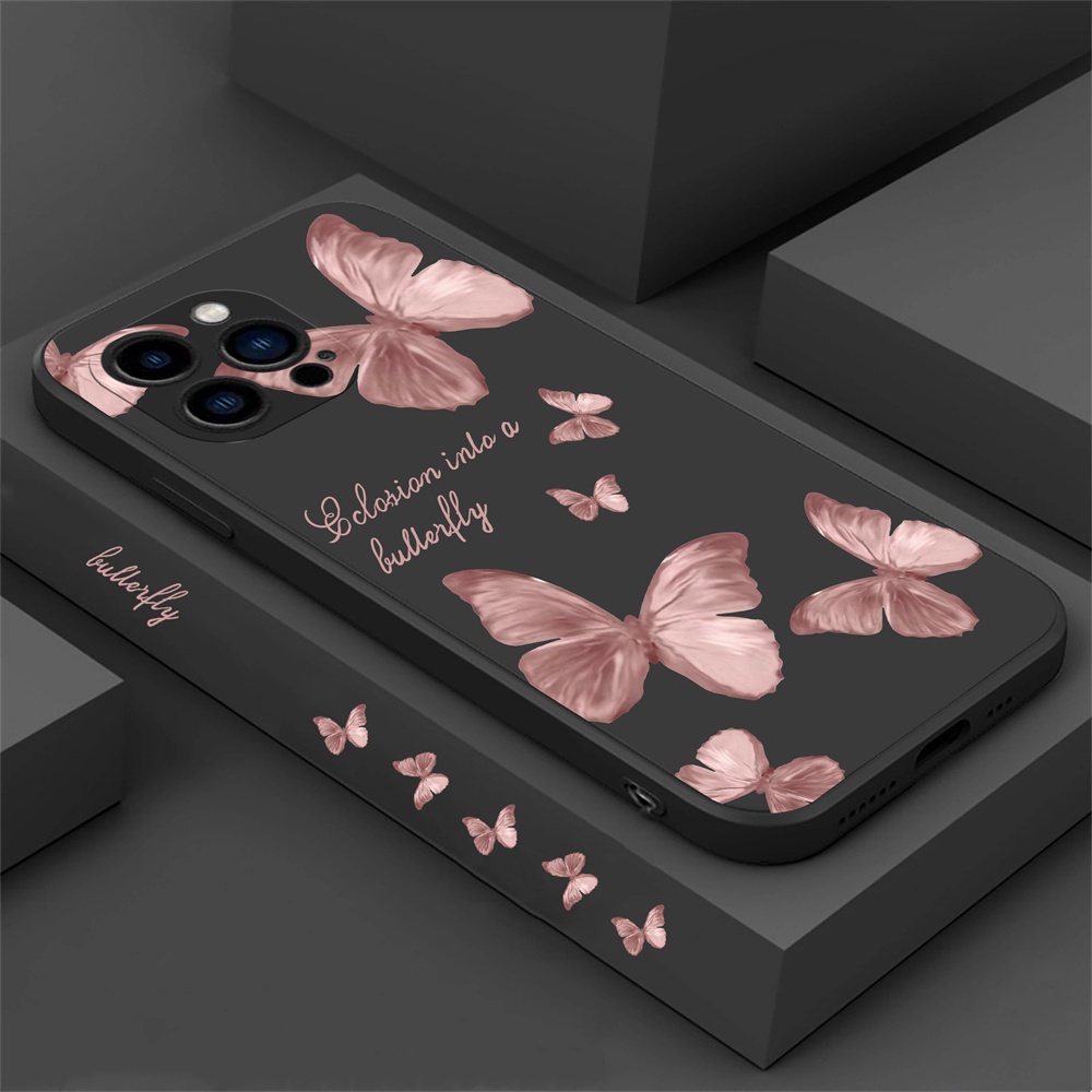Soft Butterfly Case Infinix Note12 G96 Hot 20S Note 11smart 6smart 5panas 11S NFC Hot 11play 12 10Play 9main Hot 10S Hot 10T Blue and Pink Butterflies Silikon Penutup Telepon