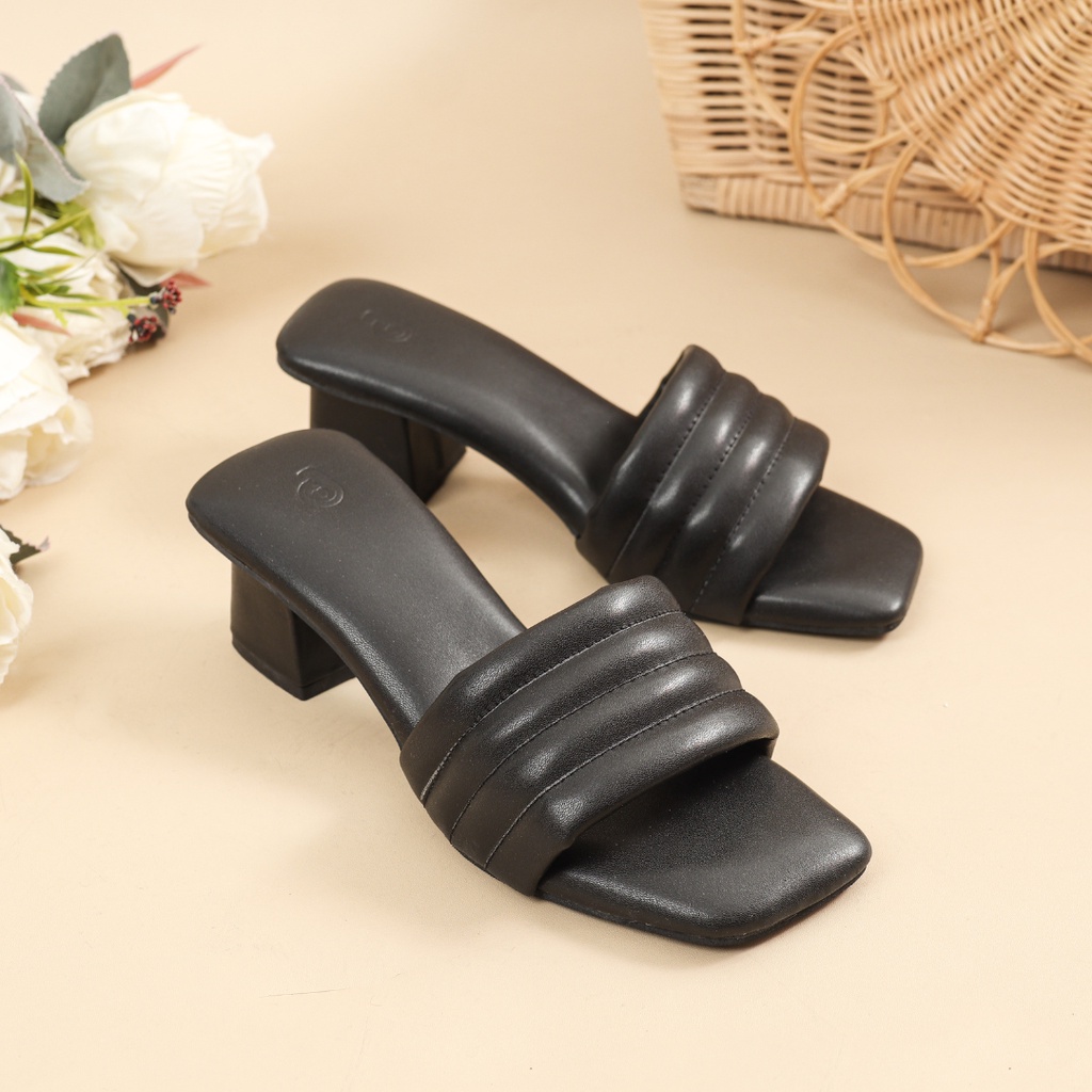 JAGJIT EMILY SANDAL HAK CHUNKY 5CM Sandal Slop Wanita Hak Tahu Kekinian GJ05