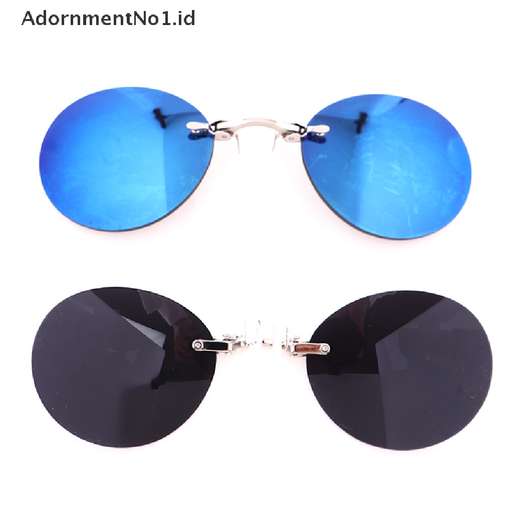 [AdornmentNo1] Kacamata Hitam Mini Tanpa Bingkai Clip On Hidung Lensa Kacamata Bulat Pria Eyeglasses [ID]