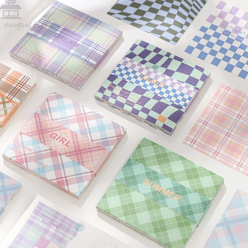 Augustina Memo Pads Korea 50lembar Scrapbook Dekorasi Checkerboard Diary Alat Tulis Serpihan Kolase Kartu Planner Kertas