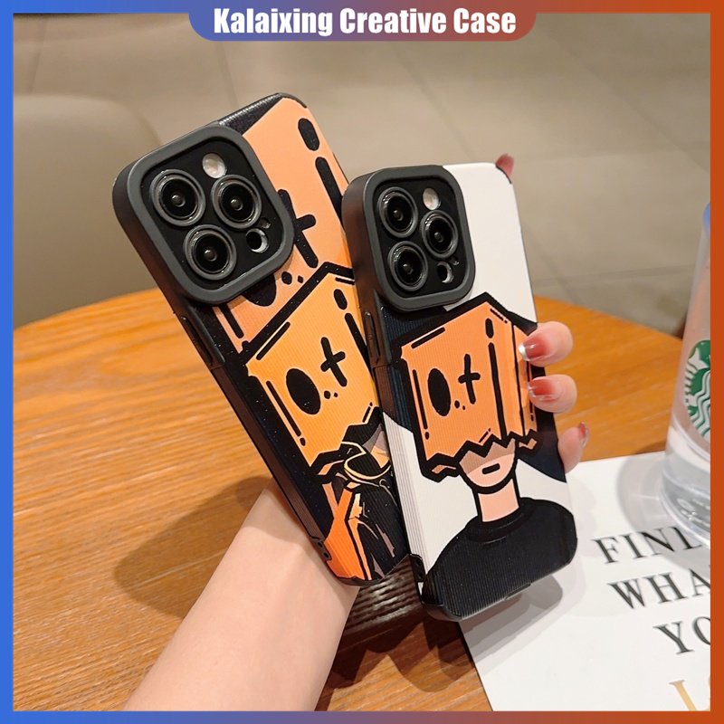 IPHONE Casing Ponsel Bahan Kulit Motif Kartun Bertopeng Anak Laki-Laki Dengan Perlindungan Lensa Untuk Iphone14 Pro Max13 12 11 X Xs XR Xs Max7Per8 Plus