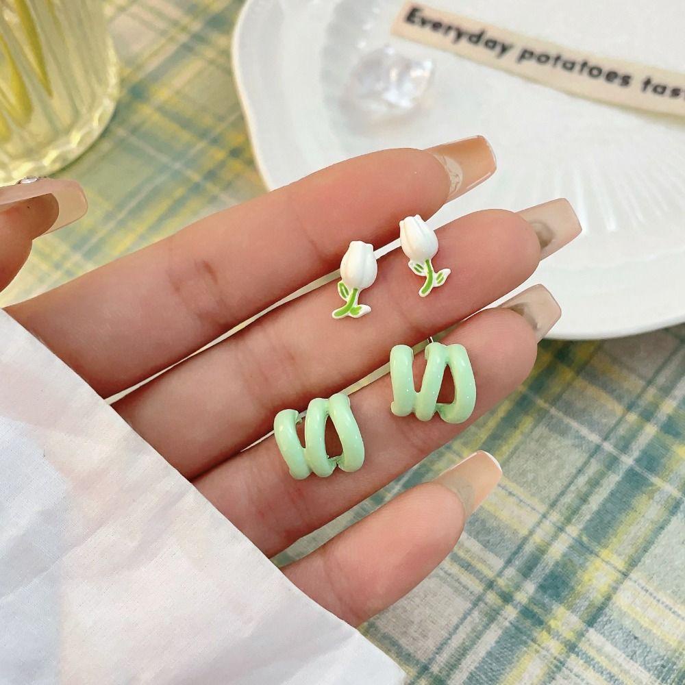 Mxbeauty Anting Perempuan Set Mini Lucu Vintage Hadiah Trendi Bunga Musim Semi Peri Perhiasan Fashion