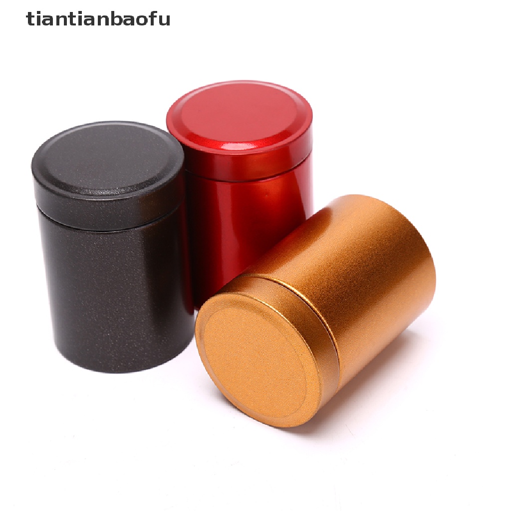[tiantianbaofu] Portabel Travel Teh Kedap Udara Wadah Bukti Kecil Stash Jar Metal Aluminium Kaleng Butik