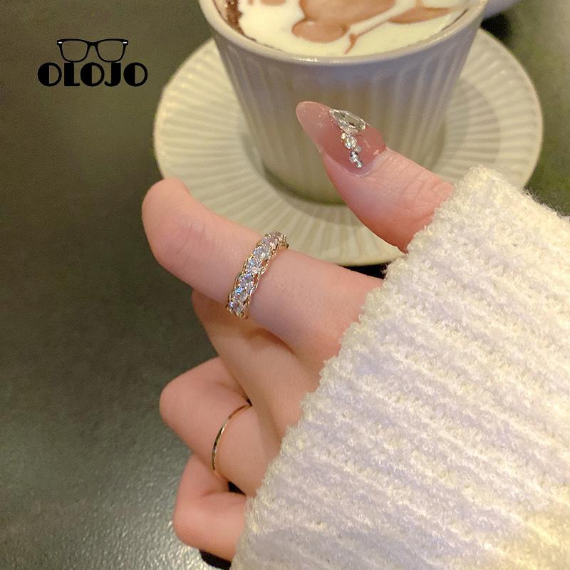 【COD】Cincin Berlian Wanita Desain Fashion Pribadi Canggih Ringan Mewah Pembukaan Cincin Yang Dapat Disesuaikan