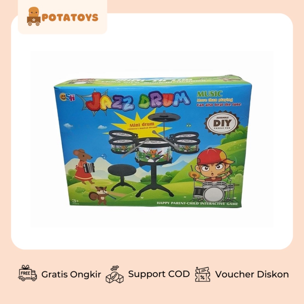 [ Potatoys ] Mainan Anak Drum Set Mini / Mainan Edukasi Alat Musik Drum / Drum Band Set