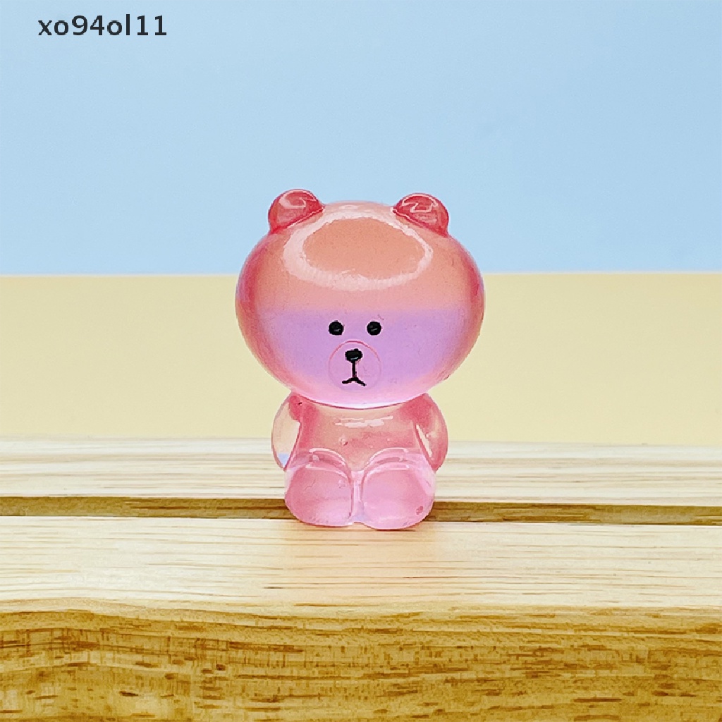 Xo 6Pcs Tiga Dimensi Kartun Lucu Bercahaya Beruang Coklat Diy Dekorasi Tiga Dimensi Resin Aksesoris OL