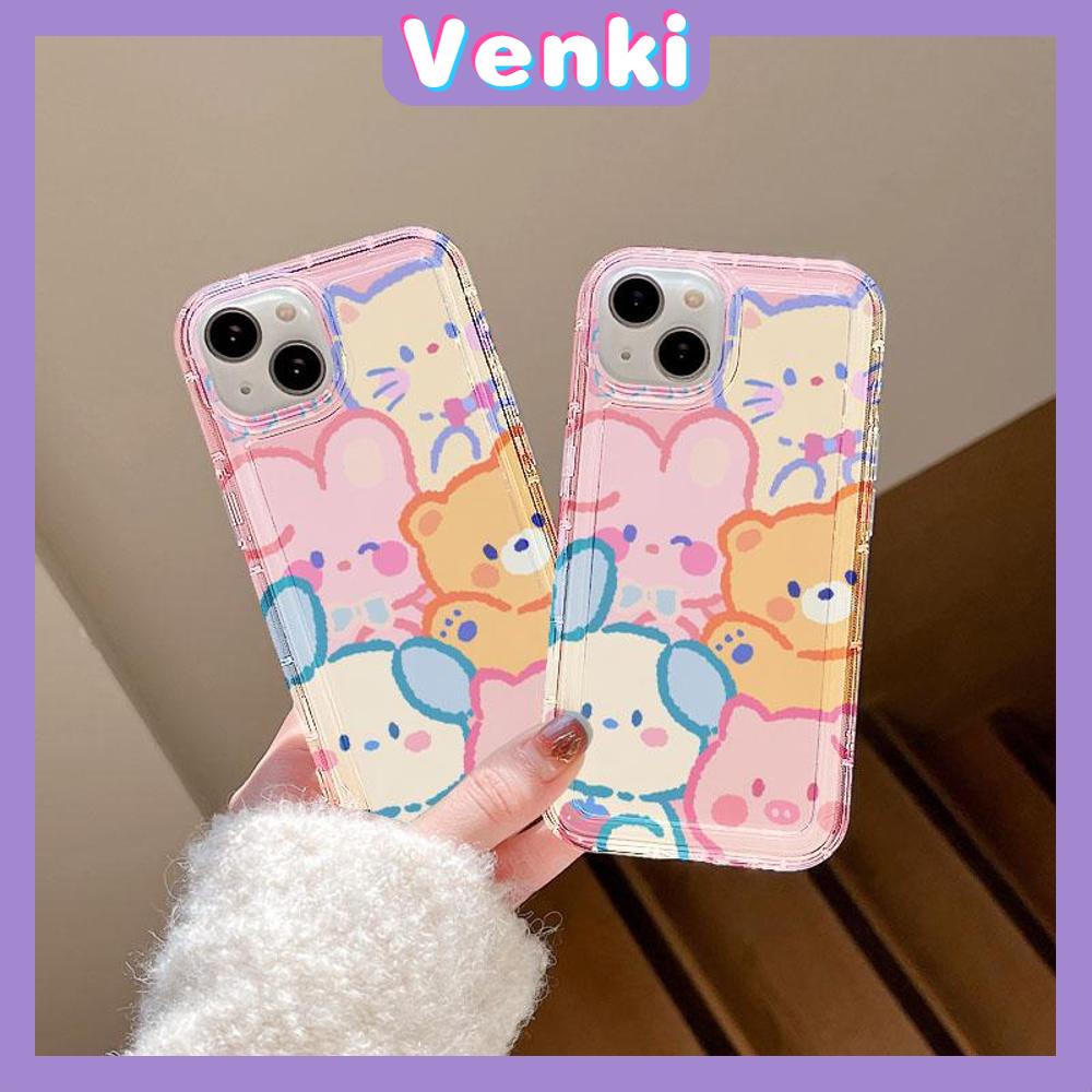 Case For iPhone 14 Pro Max Soft TPU Jelly Airbag Case Cute Cartoon Animals Camera Protection Shockproof For iPhone 14 13 12 11 Plus Pro Max 7 Plus X XR