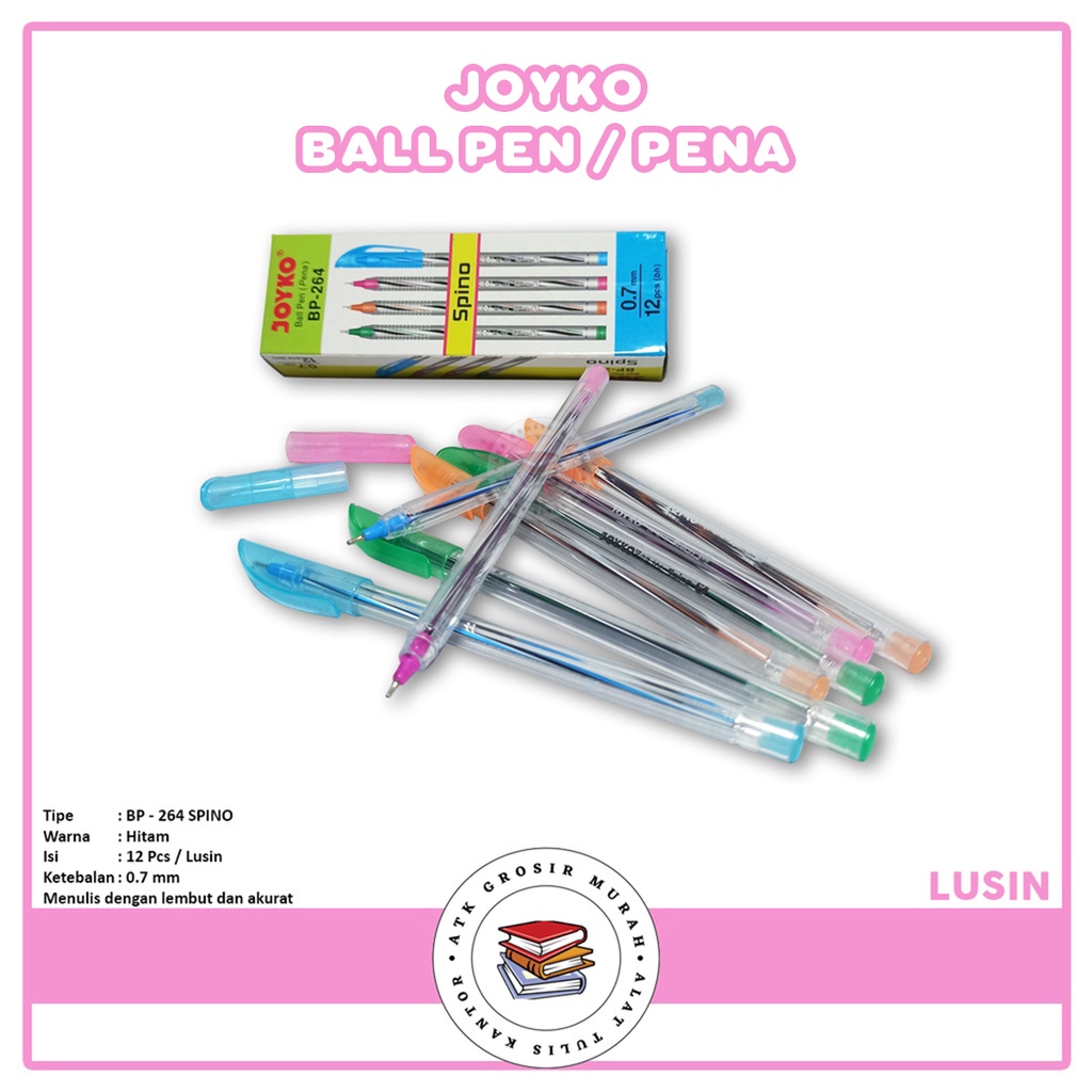 

JOYKO - Ballpen BP 264 Spino - Pena Tinta Hitam - Lusin