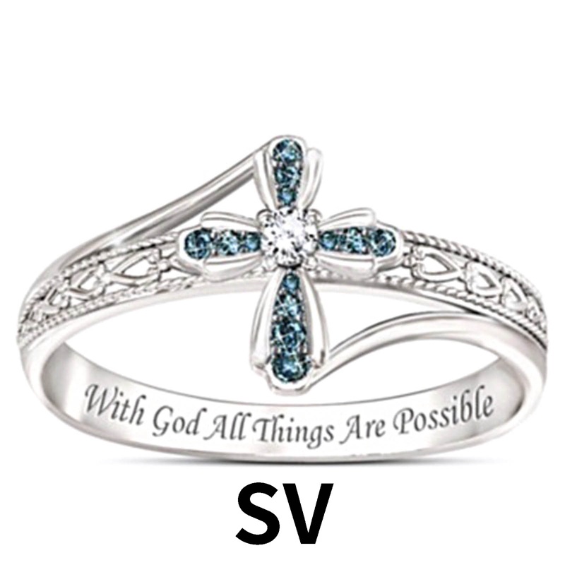 Indah Berlapis Emas Zirkon Cincin Salib Kristus Yesus Pernikahan Cincin Perhiasan Perhiasan Pertunangan Cocktail Ring