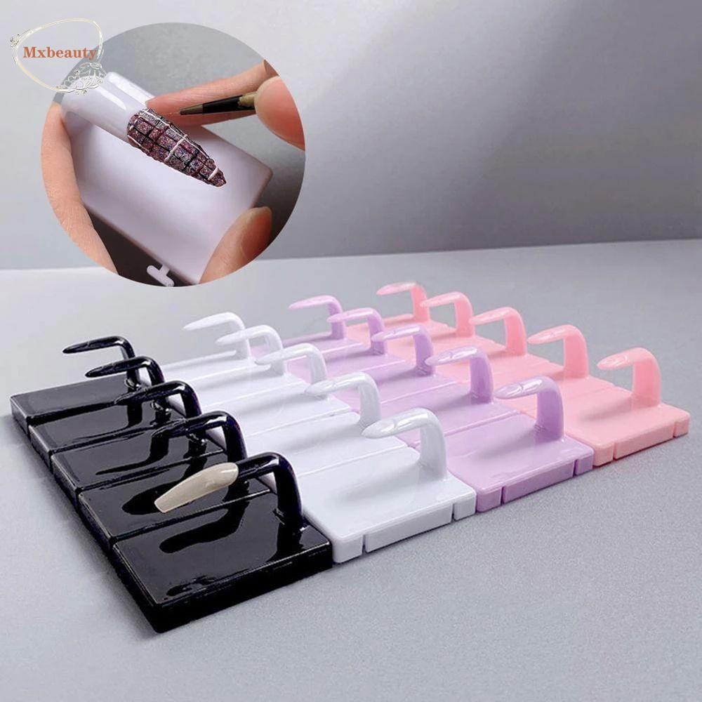 Mxbeauty Kuku Jari Palsu Model Plastik Piring Pajangan Kuku Cewek Splicable Fake Nail Tip Holder Alat Pajangan Jari Palsu