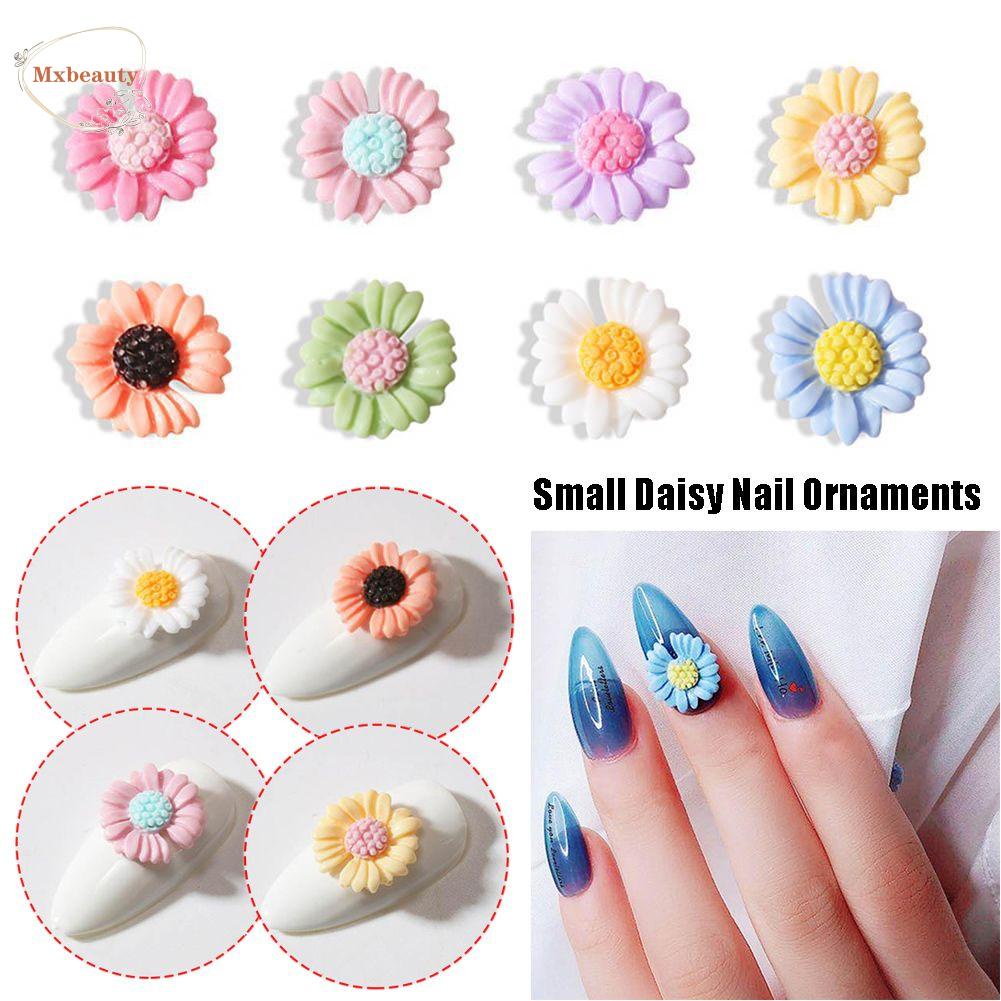 Mxbeauty 5 Pcs / Pak Ornamen Bunga Daisy 3d Bahan Resin 8 Warna Untuk Dekorasi Nail Art