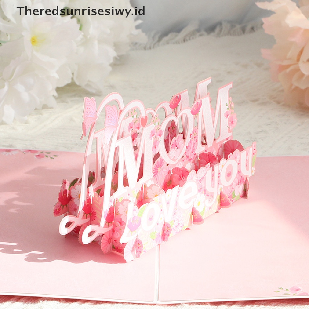 # Kado Mom &amp; PAPA DIY # 3d Up Mother's Day Card Greeg Flowers Bouquet Hadiah Ulang Tahun Ibu Istri~