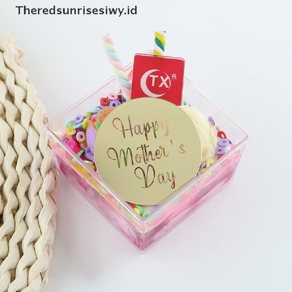 # Kado Mom &amp; PAPA DIY # 10pcs Topper Cupcake Happy Mother's Day Bahan Akrilik Emas Topper Kue Untuk Ulang Tahun~