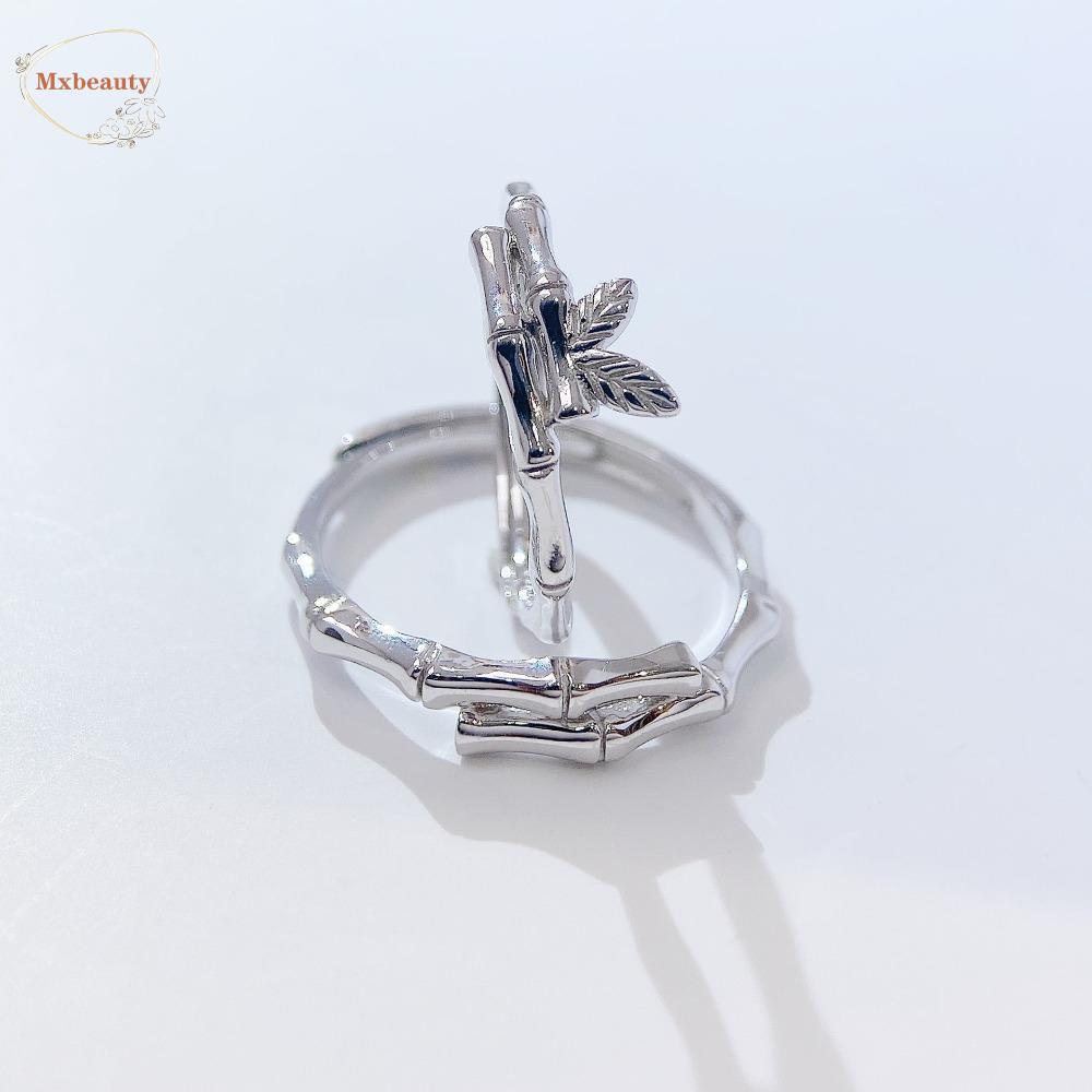 Mxbeauty Cincin Terbuka Perak Hadiah Trendi Keren Daun Adjustable Fashion Perhiasan