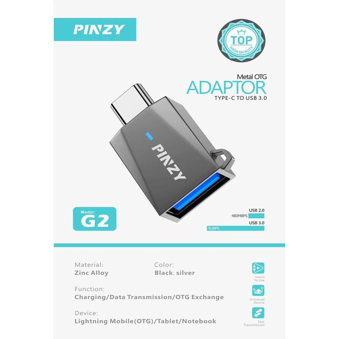 OTG Metal Adaptor PINZY G2 USB C To USB 3.0 Fast Transmission Charge