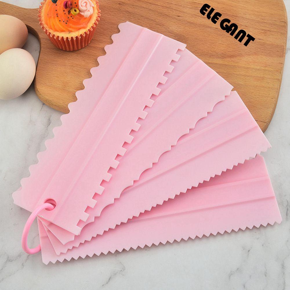 [Elegan] Mousse Dekorasi Kue Plastik 8desain Polisher Scraper Tekstur Icing Smoother Set