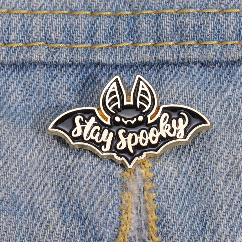 Tetap Seram Enamel Pin Hitam Kelelawar Bros Lencana Kerah Lapel Pin Punk Gothic Badge Halloween Perhiasan Hadiah Untuk Teman