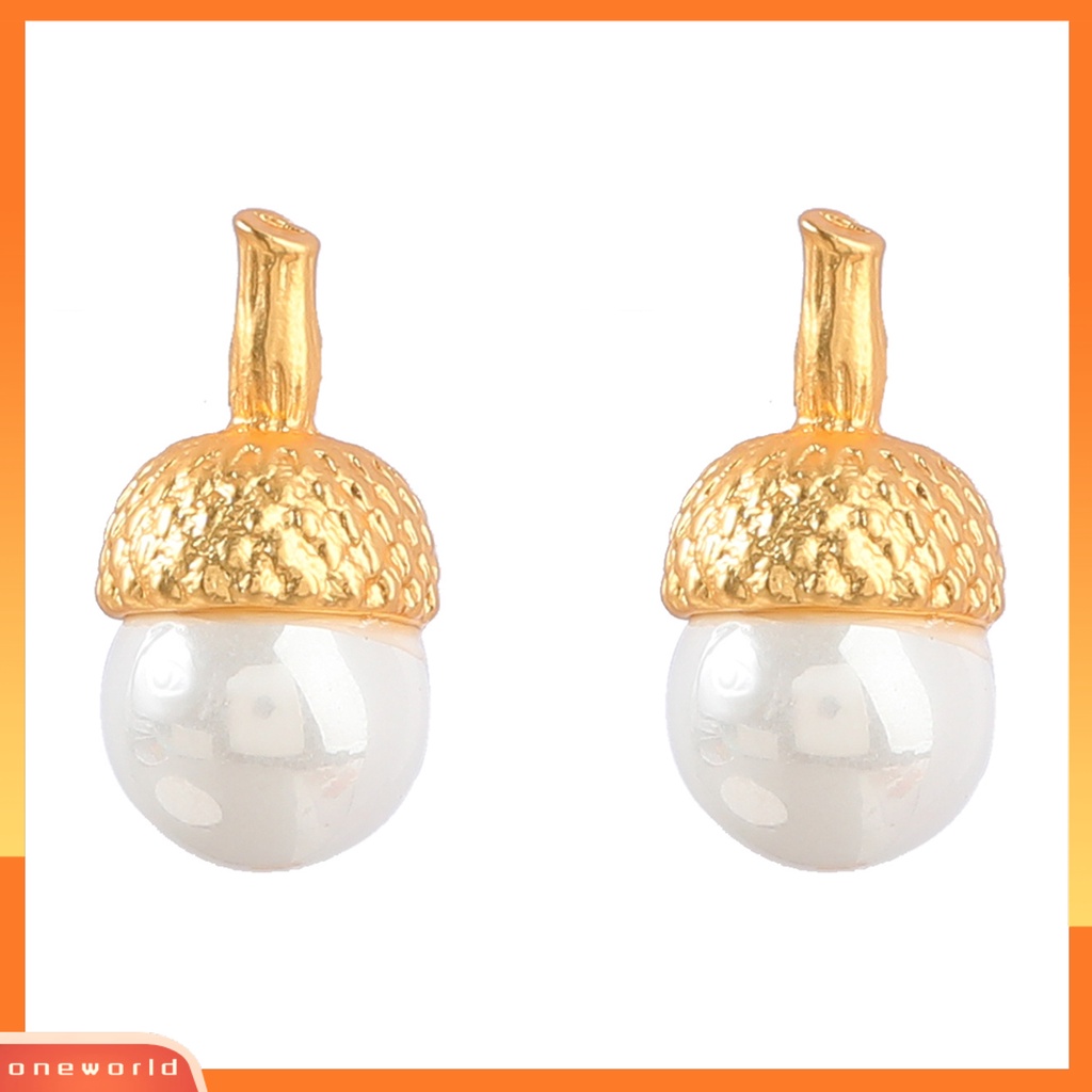 [EONE] 1pasang Anting Pejantan Mutiara Imitasi High Gloss Electroplating Geometris Tahan Aus Dekorasi Hypoallergenic Fashion Wanita Liontin Anting Fashion Perhiasan