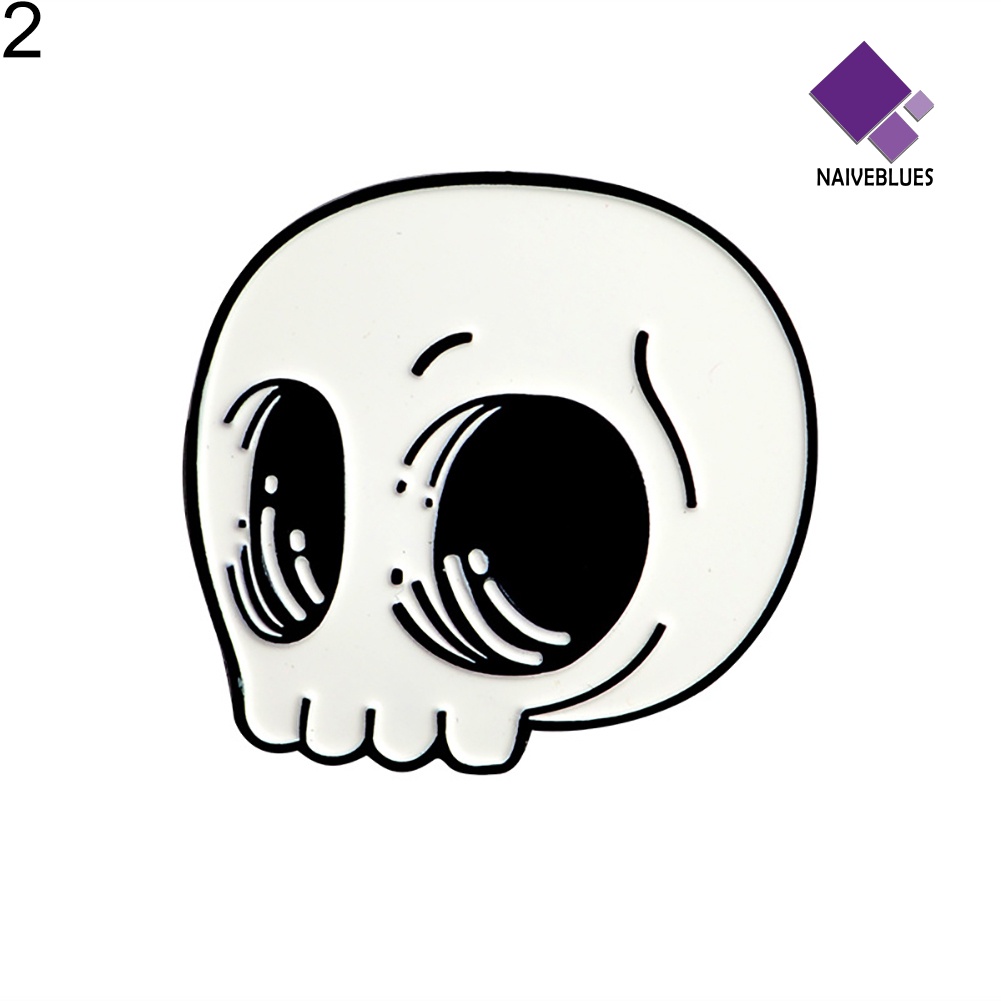 &lt; Naiveblues &gt; Mode Tengkorak Kepala Disc Tangan Jantung Halloween Pin Kulit Denim