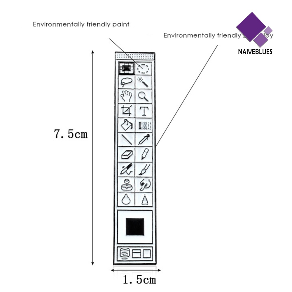 &lt; Naiveblues &gt; Kreatif Photoshop PS Toolbar Bros Pin Kerah Denim Ransel Lencana