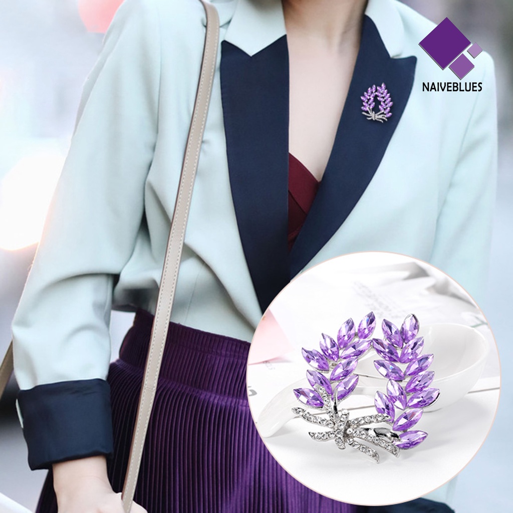 &lt; Naiveblues &gt; Bros Pin Bunga Hias Vintage Alloy Berlian Imitasi Kreatif Untuk Wanita