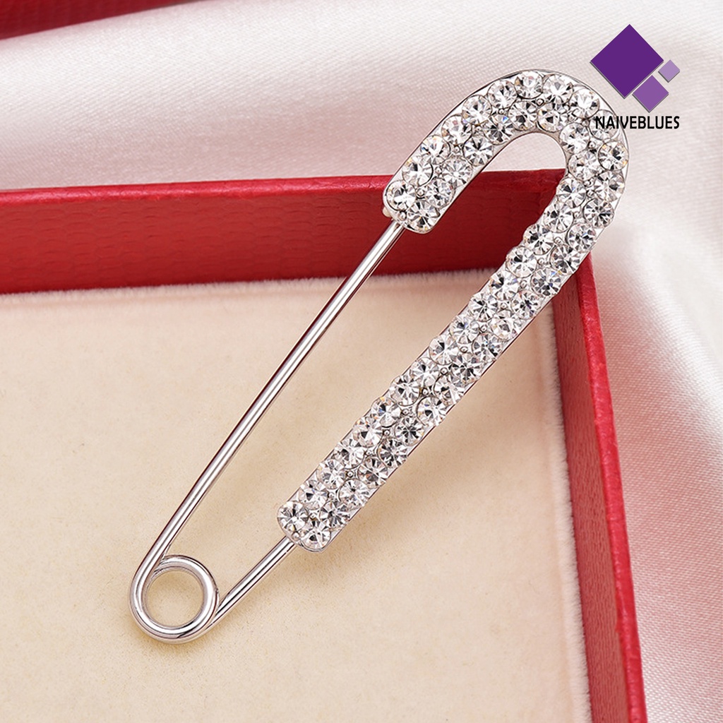 &lt; Naiveblues &gt; Indah Anti-Exposure Bros Pin Wanita Bersinar Berlian Imitasi Safety Pin Kostum