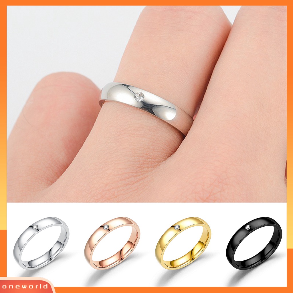 [EONE] Wanita Cincin Glossy Geometris Poles Permukaan Electroplating Tidak Luntur Wanita Berlian Imitasi Bertatahkan Pernikahan Cincin Pertunangan Band Hadiah Perhiasan Aksesoris