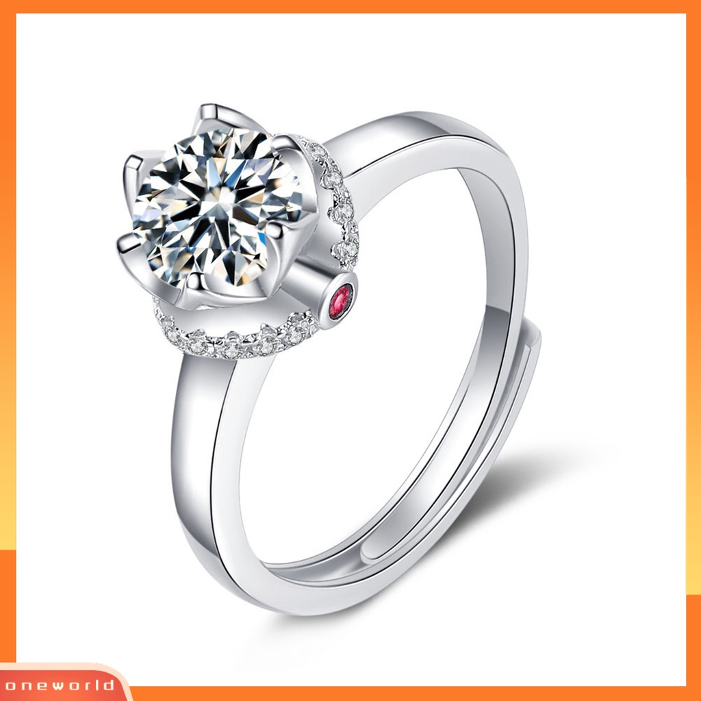 [EONE] Jari Cincin Cubic Zirconia Berlian Imitasi Mengkilap Electroplating Polishing Dekorasi Pembukaan Berkilau Wanita Cincin Pertunangan Perhiasan Aksesori