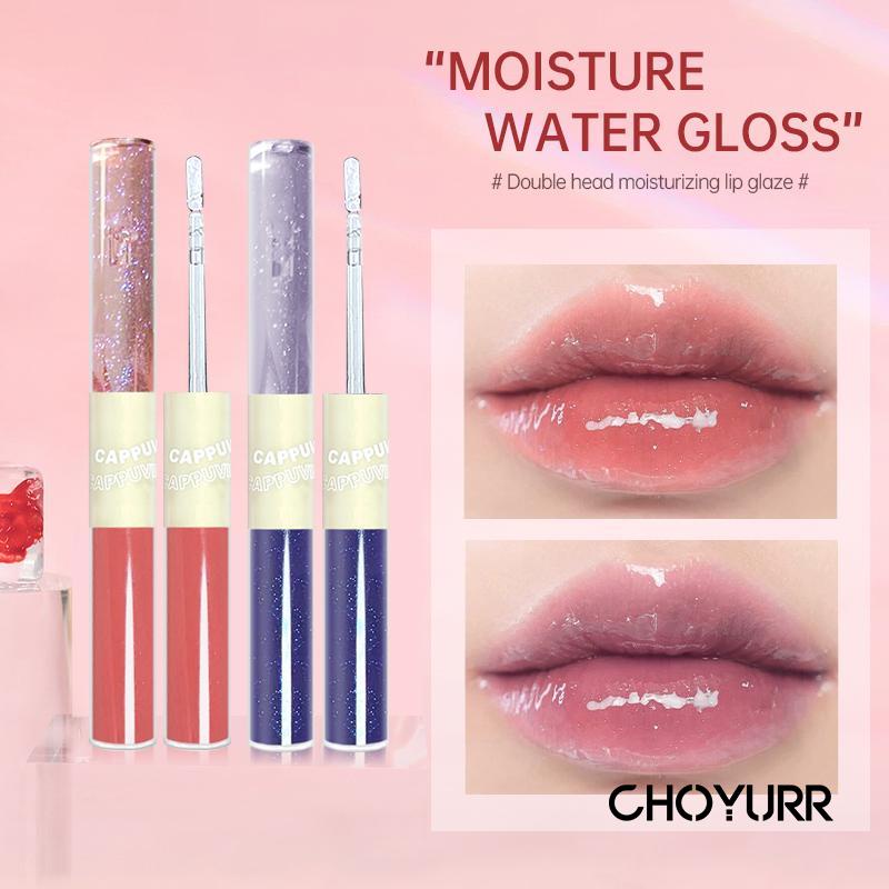 【COD】Cappuvini Lip Glaze 2 Warna Double-Head 2 IN 1 Lip Gloss Moisturizing Minyak Bibir Tahan Air-CH