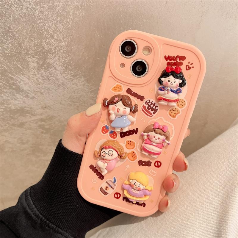 IPHONE Casing Ponsel Desain Gadis Gemuk Boneka 3D Pink Kompatibel Dengan Iphone12 13 14 11 Pro Max X Xs Max Xr Frrf