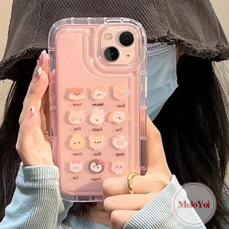 Ins Cherry Candy Kartun Hewan Lucu Beruang Katak Case Kompatibel Untuk IPhone 7Plus XR 11 14 13 12 Pro MAX 6 6S Plus X XS MAX Kawaii Phone Case Shell Lembut Tpu Shockproof Airbag Cover