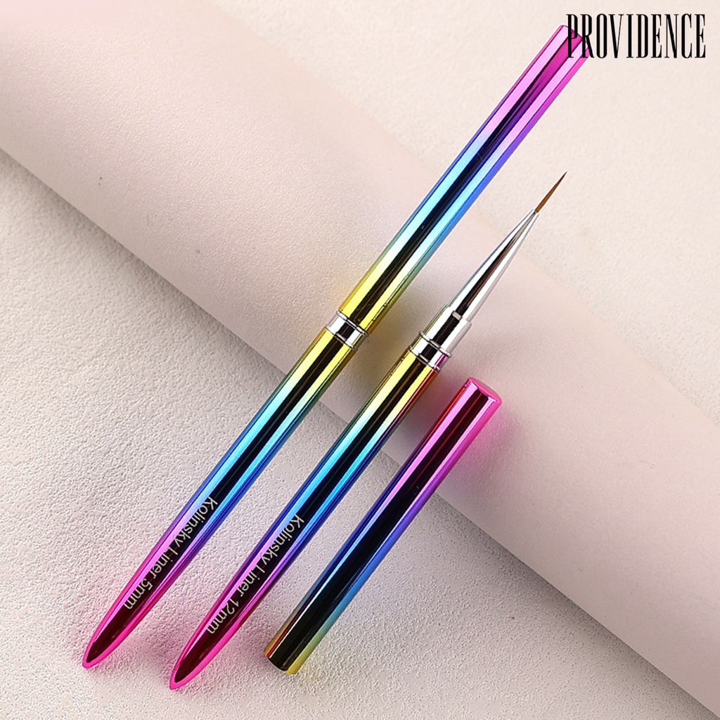 Providence 5per7 /9 /12 /15mm Nail Liner Pen Gagang Logam Nyaman Grip Bulu Fleksibel Warna Gradien Tip Halus Alat Manikur Kuku Gel Polandia Kuas Lukis Perlengkapan Salon Kuku