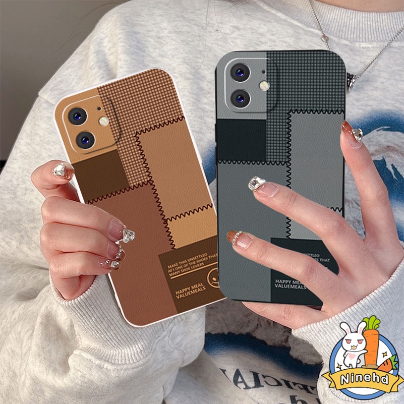IPHONE Casing Kompatibel Untuk Iphone14 13 12 11 Pro Max X Xr Xs Max8 7 6 6s Plus SE 2020 Simple Kulit Grid Kreatif Silikon Casing Ponsel Pelindung Lensa Shockproof Anti Cover Pelindung