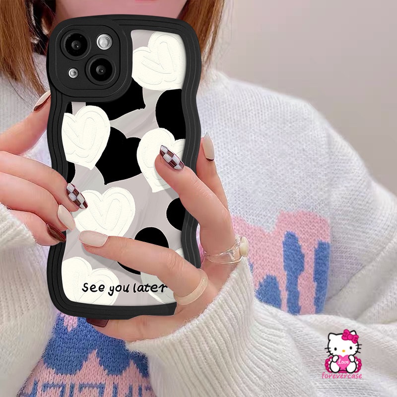 Pink Black Love Case For Infinix Smart 4 5 6 Plus Hot 12 10 11 9 Play Note 10Pro 12 G96 Hot 20s 8 20 9 10s 12i 10 10Lite 11s 12 Pro Oil Paint Love Heart Wavy Edge Soft Tpu Cover