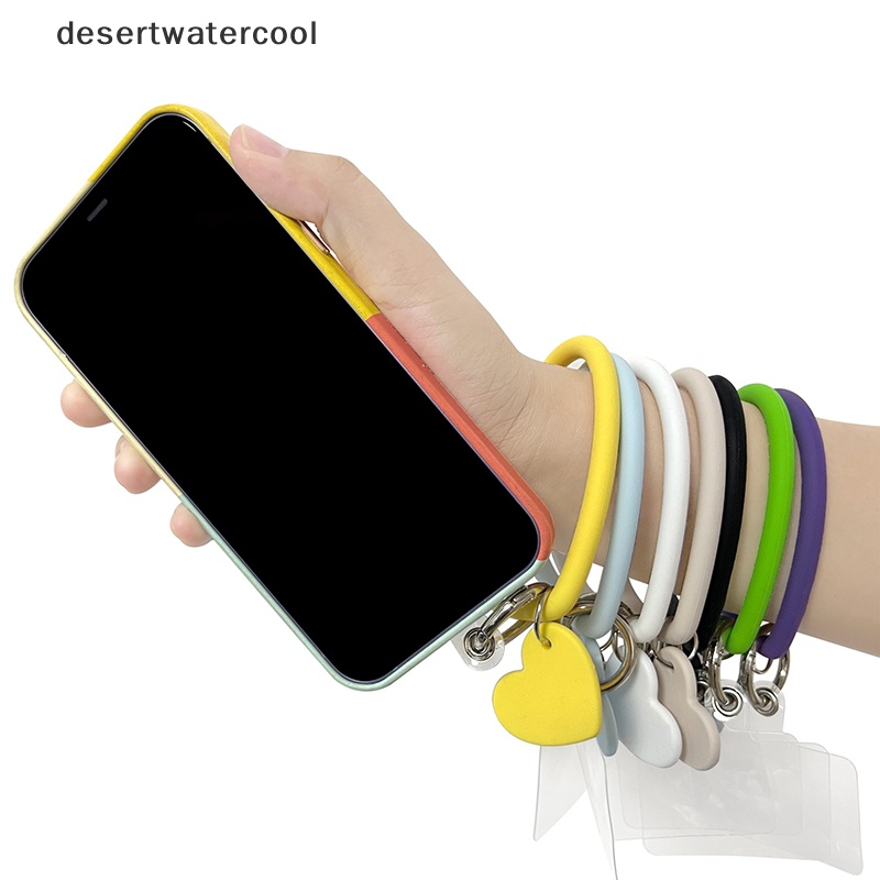 Deid Universal Tali Cincin Gantung Silikon Pergelangan Tangan Cincin Untuk Ponsel Case Berbentuk Hati Gelang Silikon Gelang Gantungan Kunci Anti-Lost Lanyard Big Ring Keychain Jewelry Martijn