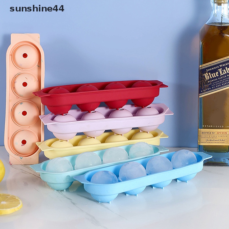 Sunshine 1Pc 4cav Aksesoris Dapur Silikon Cetakan Es Batu DIY Ice Ball Maker Tools ID