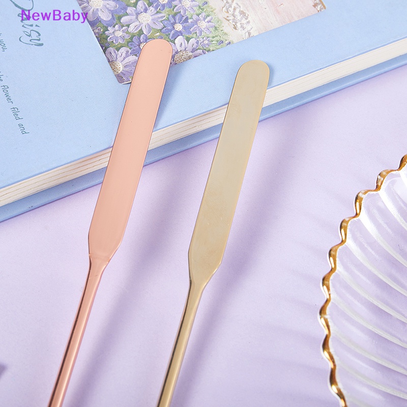 Newbaby Spatula Toner Makeup Kepala Ganda Bahan Stainless Steel Dengan Stik Pencampur Tas PU ID