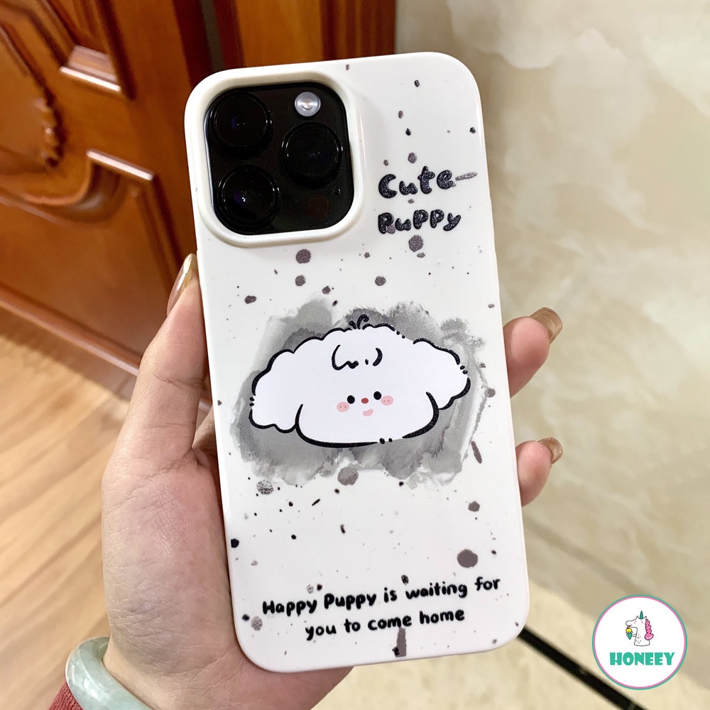 IPHONE Case Seni Kartun Puppy Percikan Tinta Sederhana Kompatibel Untuk Iphone14 13 12 11 Pro Max Xr Xs7 8 14 Plus Retro Graffiti Soft Cover