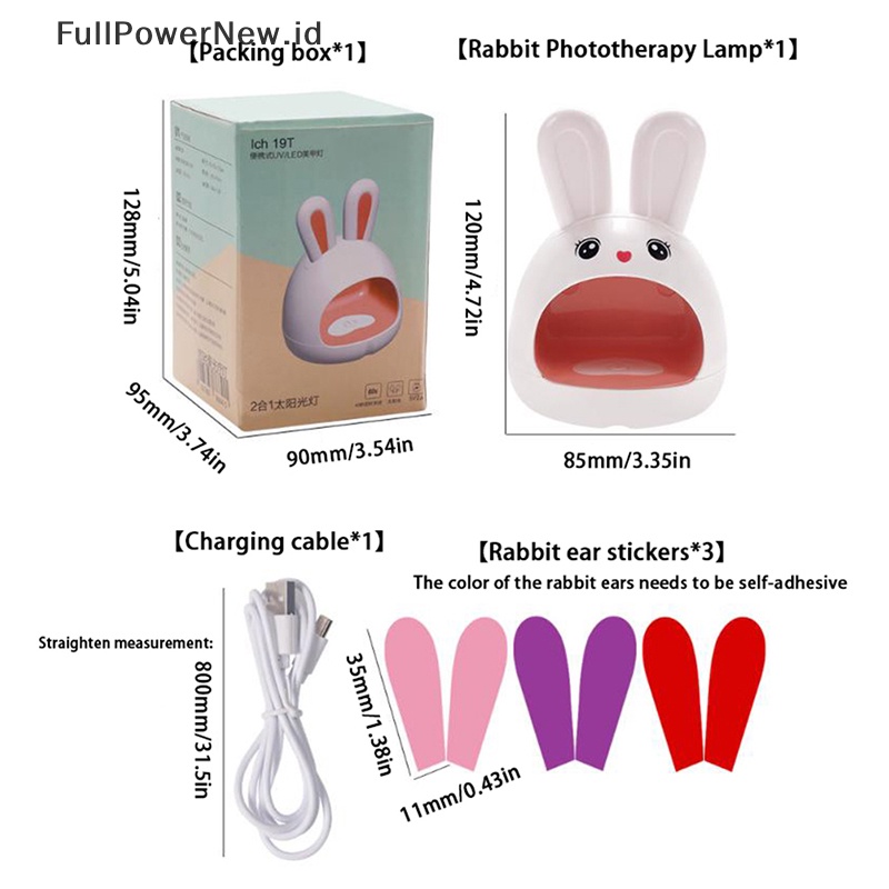 Power Lampu Kuku Kelinci Portabel USB Charging Lights Pengering Kuku LED UV Jari Tunggal ID