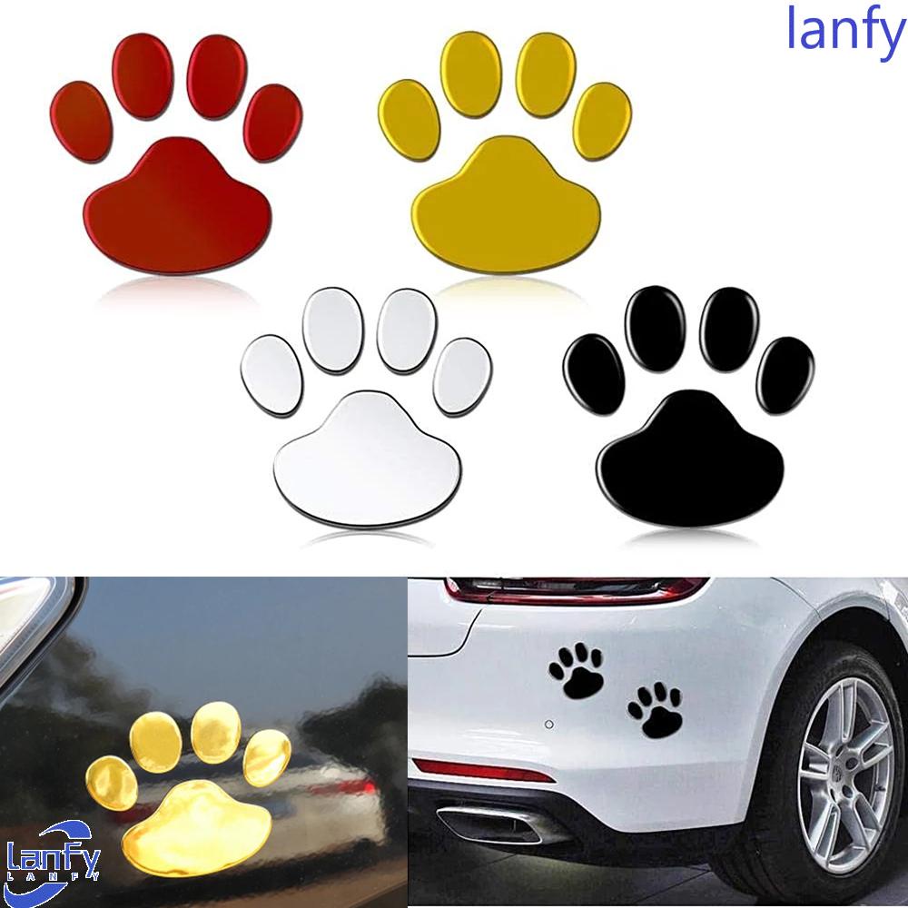 Lanfy 2pcs / Set Stiker Decal Motif Telapak Kaki Anjing / Kucing Bahan Pvc Untuk Dekorasi Pintu / Jendela / Bumper Mobil