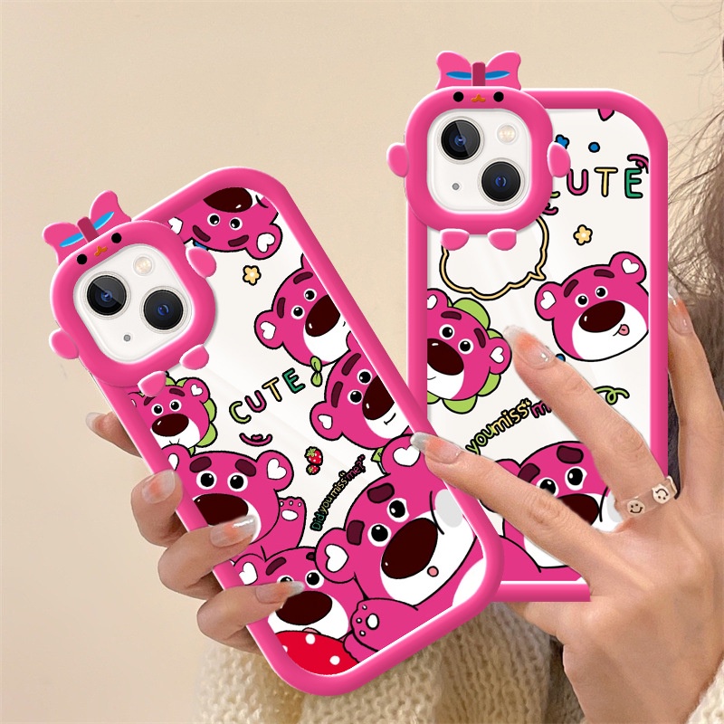 IPHONE Casing Ponsel Desain Lensa Monster Kecil Untuk Iphone14 13 12 11 Pro Max Xr Xs7 8 6 14 Plus Sarung Bantal Udara Beruang Strawberry