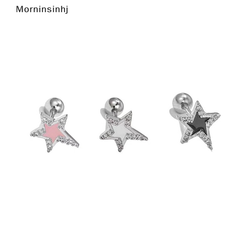 Mornin 1pasang Fashion Bintang Zirkon Telinga Studs Anting Untuk Wanita Tulang Rawan Helix Telinga Tulang Kuku Manis Keren Telinga Perhiasan Hadiah id